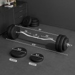 Yaheetech Barbell Weight Set - Olympic Curl Bar & 6 Olympic Weights & 2 Olympic Barbell Clamps for Lifts 66LB