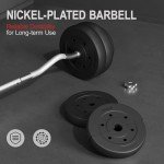Yaheetech Barbell Weight Set - Olympic Curl Bar & 6 Olympic Weights & 2 Olympic Barbell Clamps for Lifts 66LB