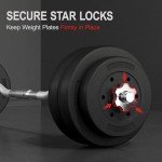 Yaheetech Barbell Weight Set - Olympic Curl Bar & 6 Olympic Weights & 2 Olympic Barbell Clamps for Lifts 66LB