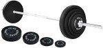 Fitvids Cast Iron Standard Weight Plates Including 5FT Standard Barbell with Star Locks, 95-Pound Set (85 Pounds Plates + 10 Pounds Barbell), Multiple Packages, Style #1