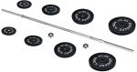 Fitvids Cast Iron Standard Weight Plates Including 5FT Standard Barbell with Star Locks, 95-Pound Set (85 Pounds Plates + 10 Pounds Barbell), Multiple Packages, Style #1