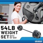 US Weight 54 LB Perfect Barbell Weight Set for Home Gym with 55” padded Bar, Adjustable Weights for Exercise, Lifting and to Build Muscle