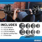 US Weight 54 LB Perfect Barbell Weight Set for Home Gym with 55” padded Bar, Adjustable Weights for Exercise, Lifting and to Build Muscle