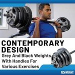 US Weight 54 LB Perfect Barbell Weight Set for Home Gym with 55” padded Bar, Adjustable Weights for Exercise, Lifting and to Build Muscle