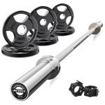 RitFit Barbell Weight Set - 4/6FT Olympic Barbell with 35/85LB Weight Plates (55-115LB Total) - Weightlifting Equipment for Squats, Curls, Deadlifts, Presses, Hip Thrusts 4FT Silver Bar with 35LB Plates