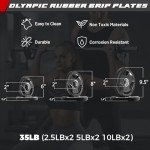 RitFit Barbell Weight Set - 4/6FT Olympic Barbell with 35/85LB Weight Plates (55-115LB Total) - Weightlifting Equipment for Squats, Curls, Deadlifts, Presses, Hip Thrusts 4FT Silver Bar with 35LB Plates