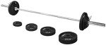 Signature Fitness Cast Iron Olympic 2-Inch Weight Plates Including 7FT Olympic Barbell, 130-Pound Set (85 Pounds Plates + 45 Pounds Barbell), Multiple Packages, Style #7