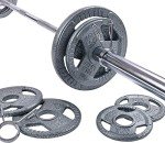 Signature Fitness Cast Iron Olympic 2-Inch Weight Plates Including 7FT Olympic Barbell, 130-Pound Set (85 Pounds Plates + 45 Pounds Barbell), Multiple Packages, X-Gen Style