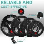 Fitvids Olympic Cast Iron 2-Inch Weight Plates Including 5FT Olympic Barbell Bar & Safely Locks, 100 Pounds Set (85 Lbs Plates + 15 Lbs Barbell Bar), Multiple Packages