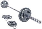 Signature Fitness Cast Iron Olympic 2-Inch Weight Plates Including 7FT Olympic Barbell, 130-Pound Set (85 Pounds Plates + 45 Pounds Barbell), Multiple Packages, X-Gen Style