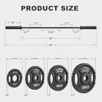 Fitvids Cast Iron Olympic Weight Plates Including 5FT Olympic Barbell with Locks, 100-Pound Set (85 Pounds Plates + 15 Pounds Barbell)
