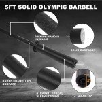 Fitvids Cast Iron Olympic Weight Plates Including 5FT Olympic Barbell with Locks, 100-Pound Set (85 Pounds Plates + 15 Pounds Barbell)