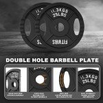 Fitvids Cast Iron Olympic Weight Plates Including 5FT Olympic Barbell with Locks, 100-Pound Set (85 Pounds Plates + 15 Pounds Barbell)