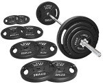 Fitvids Cast Iron 1" Standard Weight Plates Including 5FT Standard Barbell Bar & Star Locks, 95 Pounds Set (85 Lbs Plates + 10 Lbs Barbell Bar), Multiple Packages