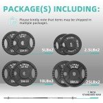 Fitvids Cast Iron 1" Standard Weight Plates Including 5FT Standard Barbell Bar & Star Locks, 95 Pounds Set (85 Lbs Plates + 10 Lbs Barbell Bar), Multiple Packages