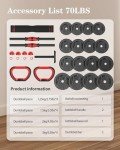 UNNMIIY Adjustable Dumbbell,10/20/35/45/70/90/110lbs Free Weight Set with Connector,4 in1 Dumbbell Used as Barbell,Kettlebells,Push up Stand,Fitness Exercises Home Gym Men/Women(70LBS(35LBS PAIR))