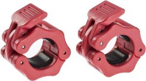 Hacuba Fitness 1 Inch Barbell Clamps - Quick Release Pair of Locking 1'' Diameter Standard Bar Weight Plates Collar Clips for Workout Weightlifting Fitness Training Bodybuilding (Red)