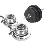 SquEqu 2 Pack Dumbbell Collars Spin Locking Nut with Safety Lock Screw Clamps for 1'' Standard Threaded Dumbbell Handles Weight Bar Hand Weight Set Barbell Adjustable Dumbbells Weight Set