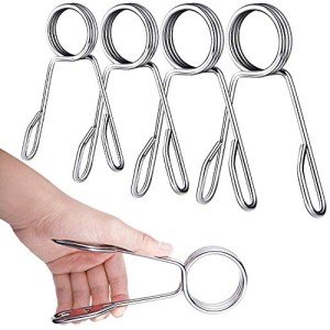 Sumind 4 Pieces 2 Inch Dumbbell Spring Collars Barbell Clamps Locking Collars Clips for Weightlifting Exercise Fitness Training Supplies (Silver)
