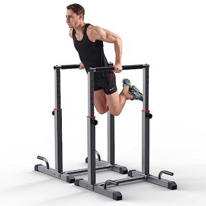 K KiNGKANG Dip Bar Station Set, 9 Level Adjustable, 1200lbs Heave Duty Dip Station for Full Body Workout Fitness,Functional Parallettes Bars