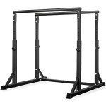 Bongkim Dip Bar, Heavy Duty Dip Station with 7 Height Levels, 800lbs Adjustable Parallel Bars for Tricep Dips Pull-Ups L-Sits Calisthenics Exercises Strength Training for Home Gym Outdoor (Black)