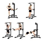 SogesPower Power Tower Dip Station Pull Up Bar for Home Gym Adjustable Height Strength Training Workout Equipment