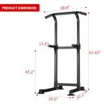 ZENOVA Pull Up Bar Dip Bar Power Tower Workout Dip Station Height Adjustable Free Standing Chin Up Bar for Men Women Teens 300LBS Weight Capacity (Black)