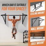 Yes4All Heavy Duty Wall Mounted Pull Up Bar – Multi-Grip Pull Ups / Pull Up Bar Ceiling Mount / Joist Mount for Home Gym