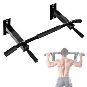 Yes4All Multifunctional Pull Up Bar Wall Mounted Capacity 300 Pounds - Black