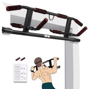 IRON AGE Pull Up Bar For Doorway - Pullupbar With 2024 Enhanced Smart Hook Angled Grip Home Gym Exercise Equipment US Patent (Fits Almost All Doors)