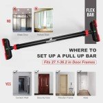 RHINOSPORT Door Pull Up Bar Doorway Chin Up Bar from 69-92 cm (27.1in-36.2in) Workout Equipment for Home Gym Upper Body Workout Non-slip