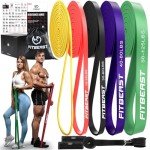 FitBeast Resistance Bands Set, 5 Different Levels, Pull Up Assist Bands for Strength Training, Crossfit, Powerlifting, Muscle Toning, Mobility Exercises, Full-Body Workout (Vibrant 5-125 lbs)