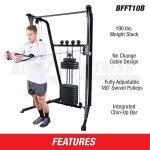 Body-Solid Best Fitness (BFFT10B) Functional Trainer Cable Machine, Full Body Workout Weight Stacks, Chest and Shoulder Exercise Home Gym LAT Pulldown Machines with 190lb Weights Stack, Black