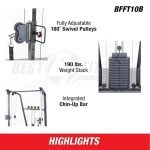 Body-Solid Best Fitness (BFFT10B) Functional Trainer Cable Machine, Full Body Workout Weight Stacks, Chest and Shoulder Exercise Home Gym LAT Pulldown Machines with 190lb Weights Stack, Black