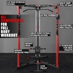 Mikolo Cable Crossover Machine, Functional Trainer with 17 Adjustable Positions, Home Gym Equipment with High and Low Pulley System for LAT Pulldowns and Seated Cable Row, Cable Fly Machine