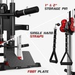 Liksodo Cable Station Wall Mounted, 18 Height Pulley Tower, LAT Pull-Down Machine with Adjustable Dual Pulley System, High and Low Cable Crossover Machine with LAT Row LAT Tower for Home Gym, Red