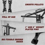 DONOW Cable Crossover Machine, Cable Fly Machine Home Gym System Workout Station with Dual Pulley System Pull-Up Bar Cable Bar and LAT Pull Down System