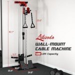 Liksodo Cable Station Wall Mounted, 18 Height Pulley Tower, LAT Pull-Down Machine with Adjustable Dual Pulley System, High and Low Cable Crossover Machine with LAT Row LAT Tower for Home Gym, Red