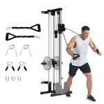GarveeLife Wall Mount Cable Machine, LAT Pulldown With 19 Positions Dual Pulley System, Cable Crossover With Adjustable Footplate, Weight Workout Equipment Home Gym Station