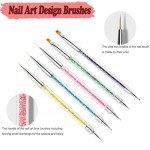 AIBEE 5-Piece Double-Ended Nail Art Brush Set