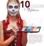 Face Paint Kit - Dermatologically Tested, Non-Toxic & Hypoallergenic - Professional Painting for Kids & Adults - Cosplay Makeup - Easy to Apply & Remove - Leakproof Dry Glitters