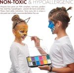 Face Paint Kit - Dermatologically Tested, Non-Toxic & Hypoallergenic - Professional Painting for Kids & Adults - Cosplay Makeup - Easy to Apply & Remove - Leakproof Dry Glitters