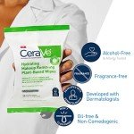 CeraVe Hydrating Facial Cleansing Makeup Remover Wipes, Plant Based Face Wipes, Biodegradable in Home Compost, Face Wash Cloth, Suitable for Sensitive Skin, Fragrance-free Non-comedogenic, 25 Count