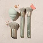 EcoTools Sea Gems Face Makeup Brush & Sponge 4 Piece Set, Eco-Friendly Makeup Brushes & Makeup Sponge, For Foundation, Blush, Contour, & Setting Powder, Recycled Plastic, Cruelty-Free Tools