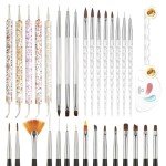 Beetles 31pcs Nail Art Brushes, Nail Dotting Tools, Nail Drawing Pens, Nail Dust Brush, Striping Nail Art Liner Brushes, Nail Art Pens with Nail Brush Holder All in One for Starter Nail Art Design