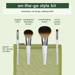 EcoTools On-The-Go Makeup Brush Kit, Travel-Friendly Brush Set, Mini-Size Makeup Tools for Powders, Blush, Bronzer, & Eyeshadows, Eco-Friendly, Synthetic Bristles, Cruelty-Free & Vegan, 5 Piece Set