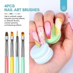 SAVILAND 6PCS Nail Art Brushes Set – Multifunctional Nail Brushes for Nail Art Nail Design Brush Gel Nail Brush for Nail Extension Nail Art Liner Brush 3 Sizes Dotting Tools for DIY