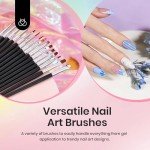 Beetles 31pcs Nail Art Brushes, Nail Dotting Tools, Nail Drawing Pens, Nail Dust Brush, Striping Nail Art Liner Brushes, Nail Art Pens with Nail Brush Holder All in One for Starter Nail Art Design