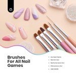 Beetles Gel Polish Nail Art Brushes Set - 6 Pcs, Gray, Wood Alloy Handle, Wood Head, Dotting Pen, Salon & DIY Nail Art, Valentines Day Gifts for Her