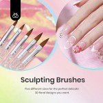 Beetles 31pcs Nail Art Brushes, Nail Dotting Tools, Nail Drawing Pens, Nail Dust Brush, Striping Nail Art Liner Brushes, Nail Art Pens with Nail Brush Holder All in One for Starter Nail Art Design